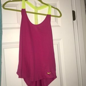 PINK AND NEON YELLOW NIKE WORKOUT TANK